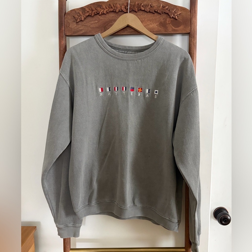 Gray Embroidered Hatteras Sailing Flags Sweatshirt